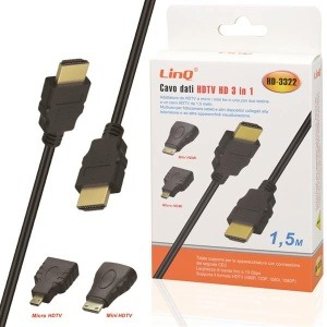 Cable HDMI A Mini E Micro HDMI 3 en1(HD-322)