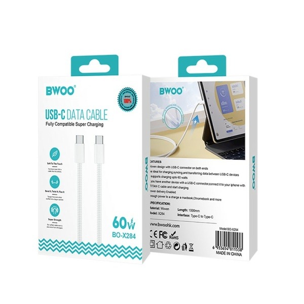 Cable Type-c/Type-c/60w Nylon(BO-X284)