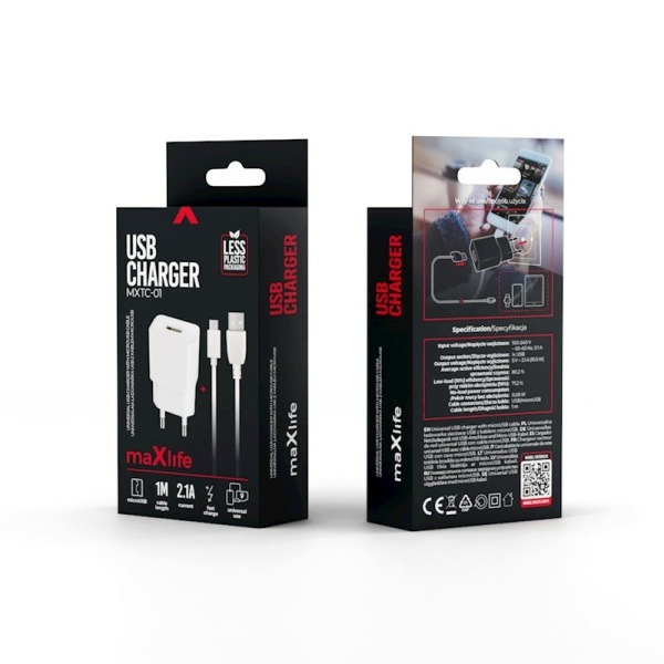 Chargeur Micro USB 2,1A Blanc(OEM001541)