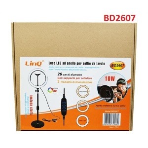 Anneau lumineux pour selfies, diamètre 26 cm avec trépied (BD2607)